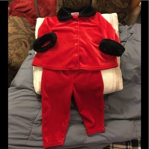 🎈2 for$15 Little Red Suit 12 mo. Faux Black Fur Trim and Red Matching Buttons🌺